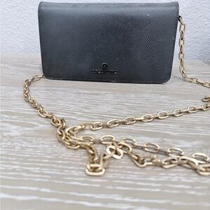 Valentino By Mario Valentino Black Crossbody with Gold Chain
